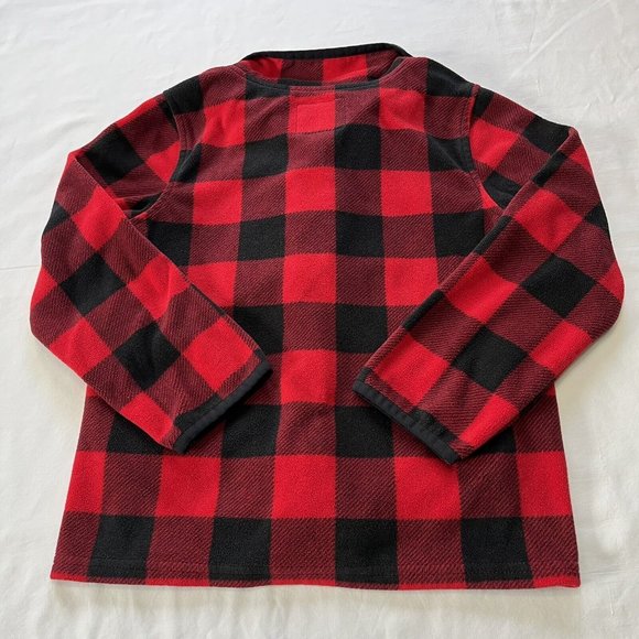 Oshkosh Bgosh Boys Button Down Red Black plaid Flannel Shirt Size 7 - Picture 2 of 7